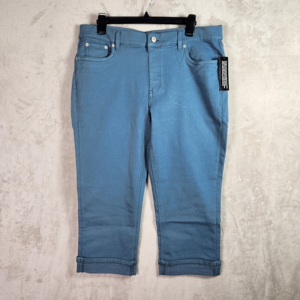 Denim & Co Crop Jeans Womens 28W Tall Aegean Blue Easy Stretch Denim A611671